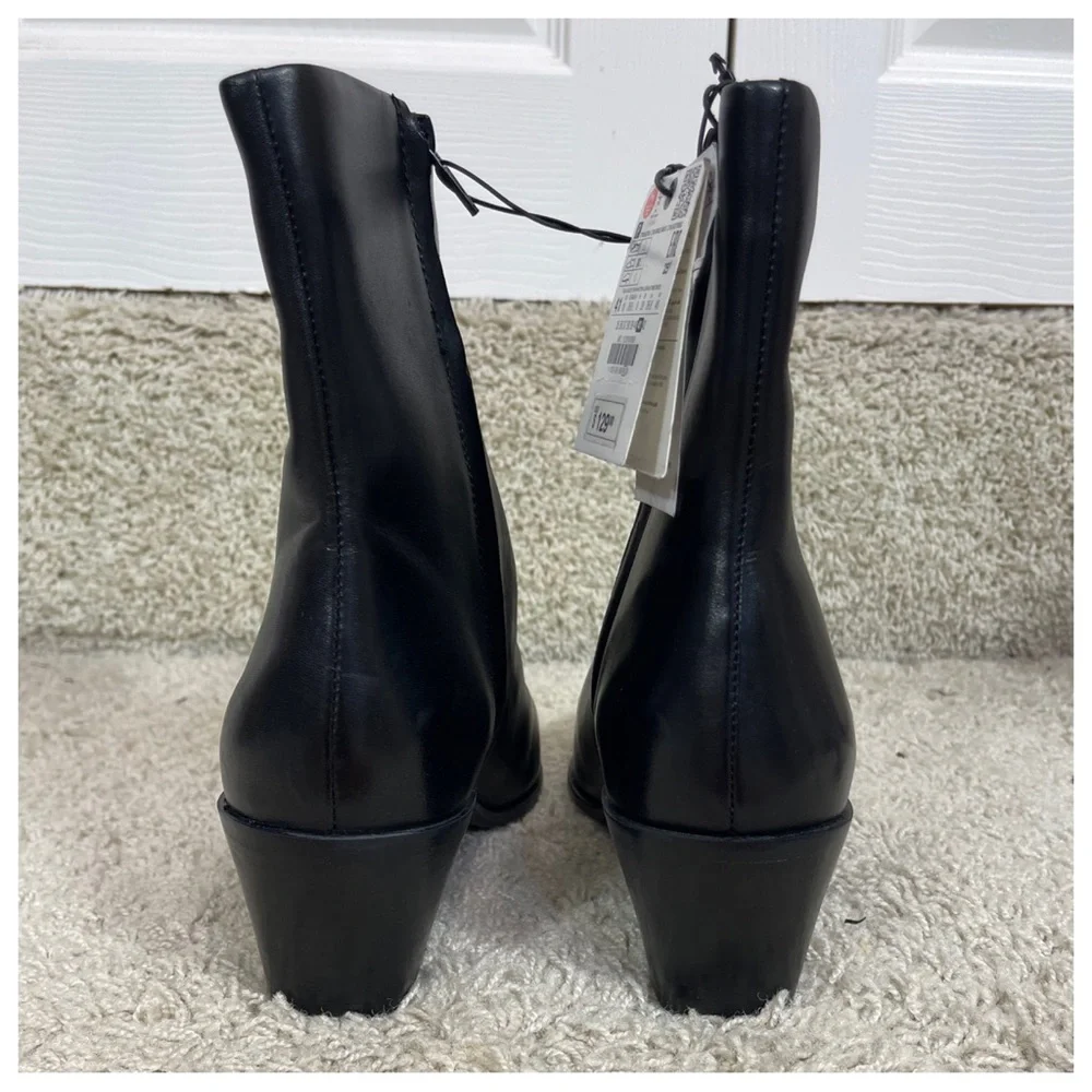 NWT! Zara BLOCK HEEL LEATHER ANKLE BOOTS